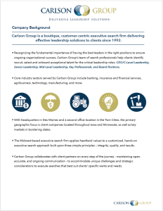 Carlson Group Company Background Sheet